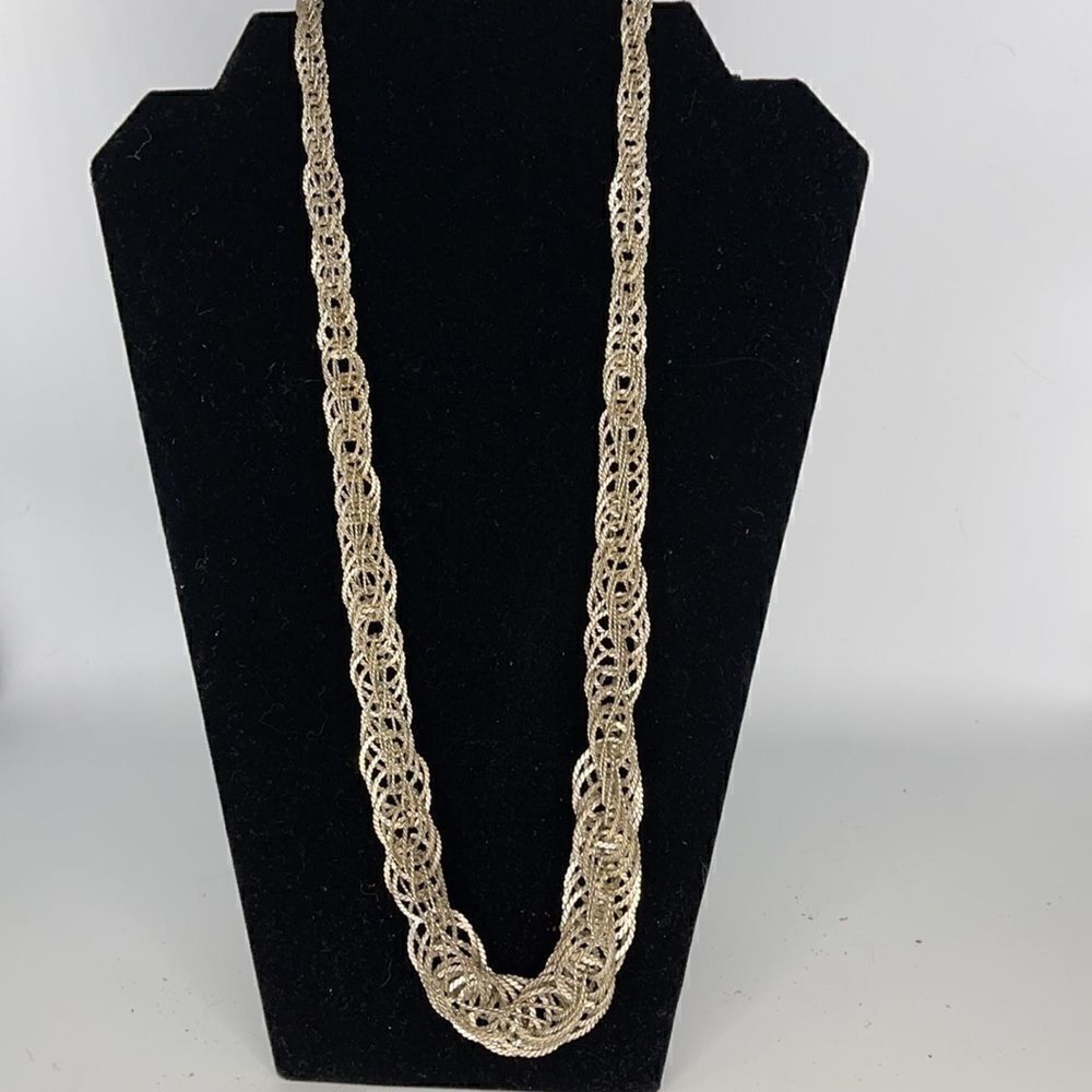 Silver tone multi- chain metal necklace - Picture 2 of 9